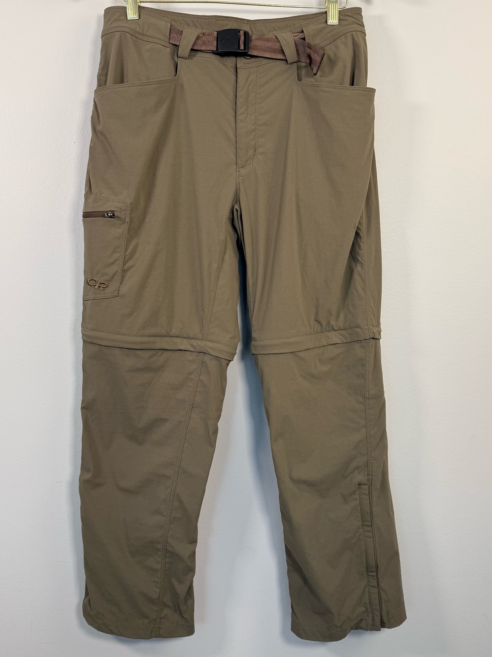 Outdoor Research Equinox Pants Mens 32x29 Olive Convertible Hiking Belted Nylon
